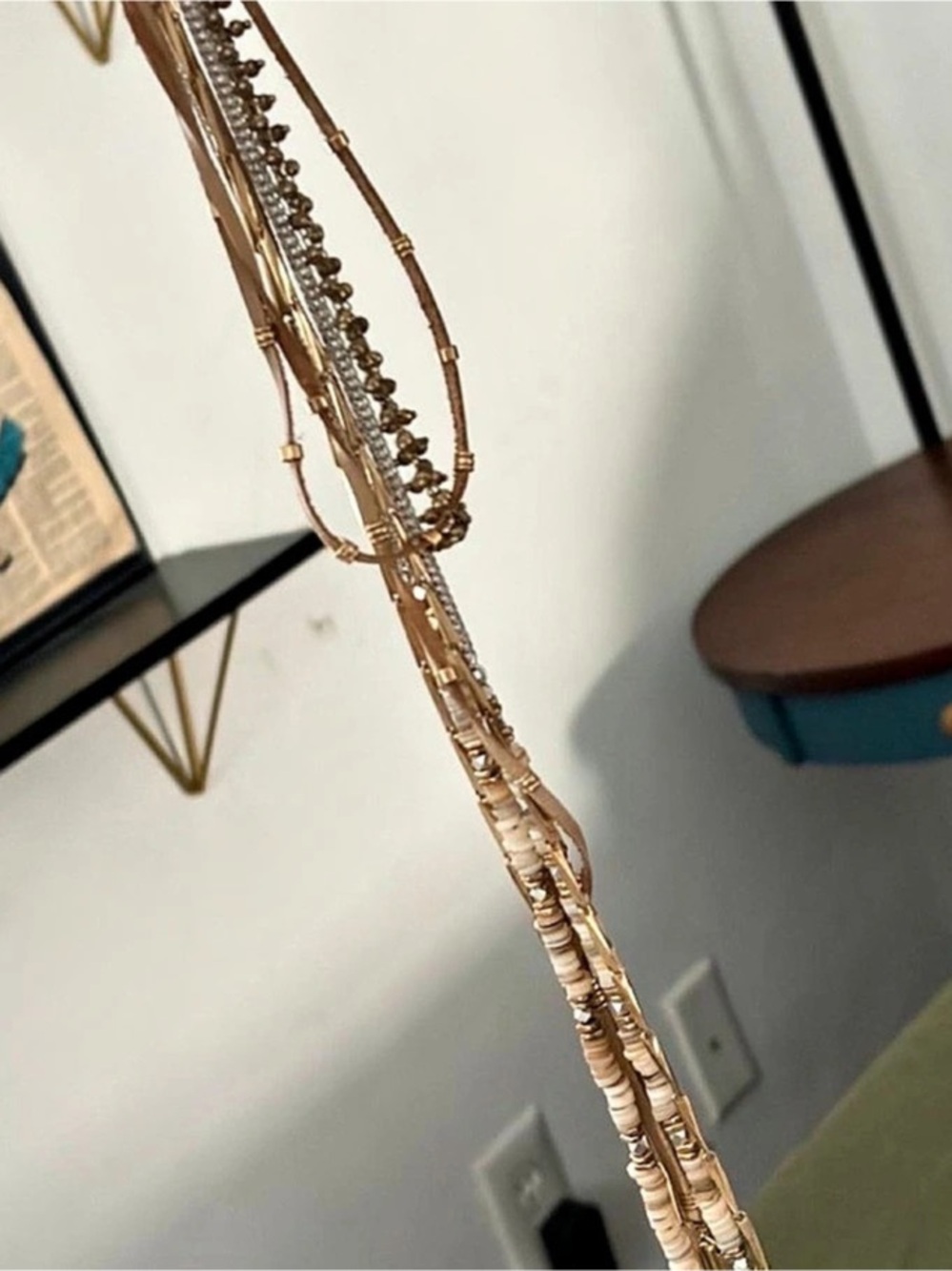 Stella and Dot Layered Beaded Necklace in Brown & Gold Like New